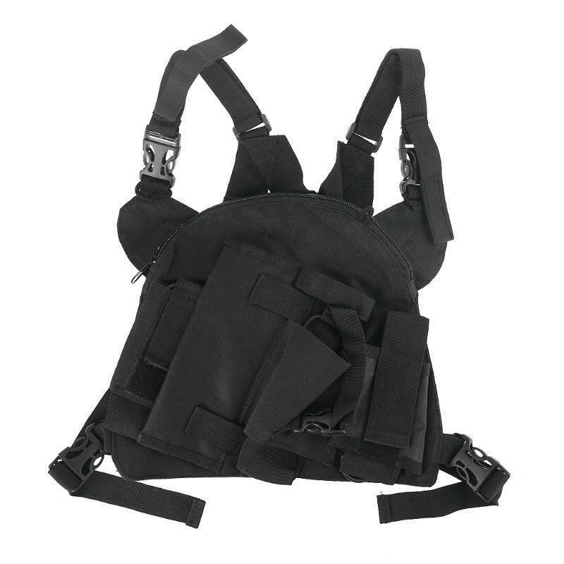 Chest Harness Front Pack Pouch Holster Vest Rig for Two Way Radio Walkie Talkie