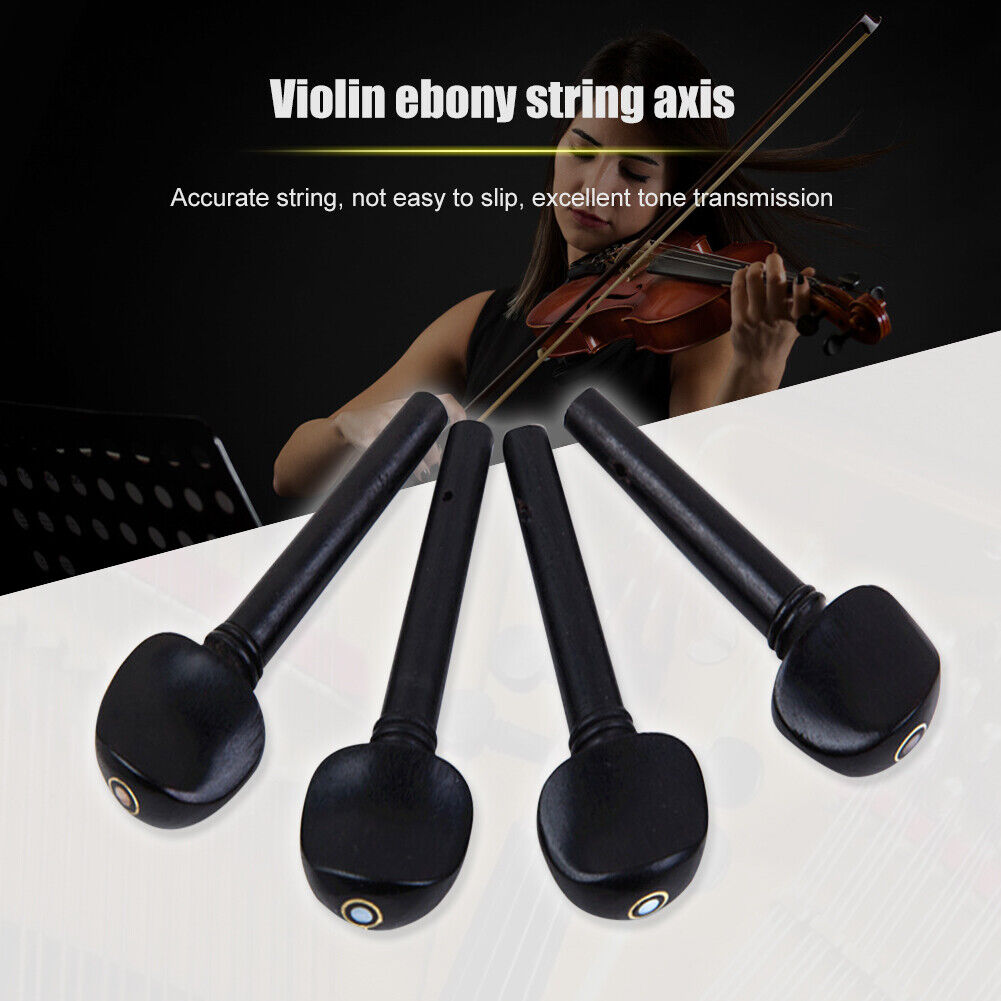 4pcs Ebony Violin Tuning Pegs Tuners with End Pin Fiddle Strings Instrument