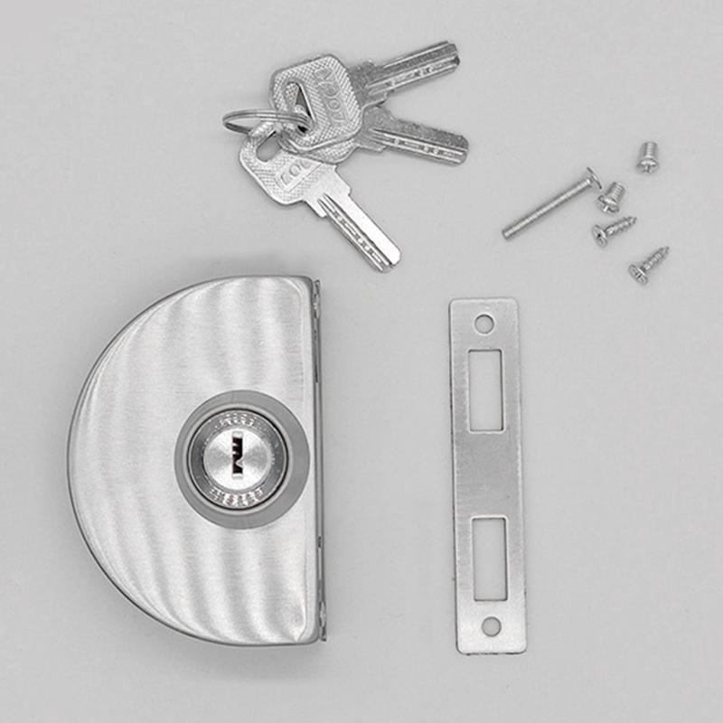 Frameless Glass Door Lock With Key Stainless Steel Anti-Theft Bolt Locks