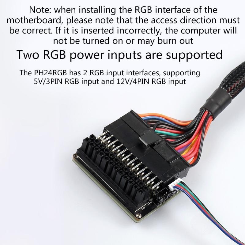 24pin to ATX24Pin 90 Degree Power Adapter for Desktops PC Motherboard RGB LED