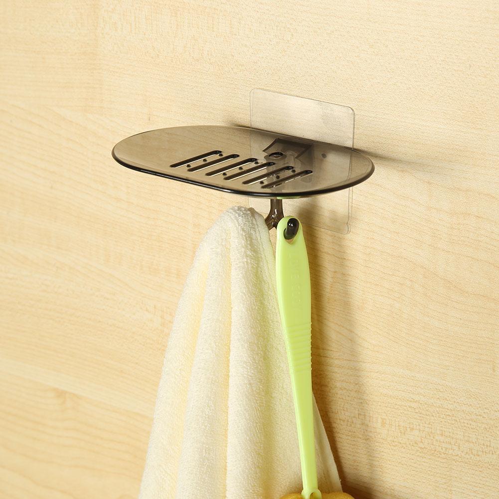Punch-free Soap Box Drain Holder Bathroom Wall Hanging Storage Rack (Grey)