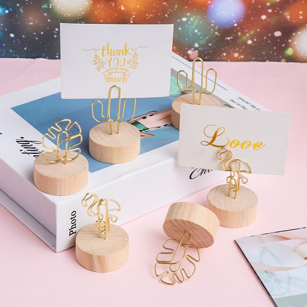 Table Numbers Holder Wooden Picture Frame Place Card Photos Clips Clamps Stand