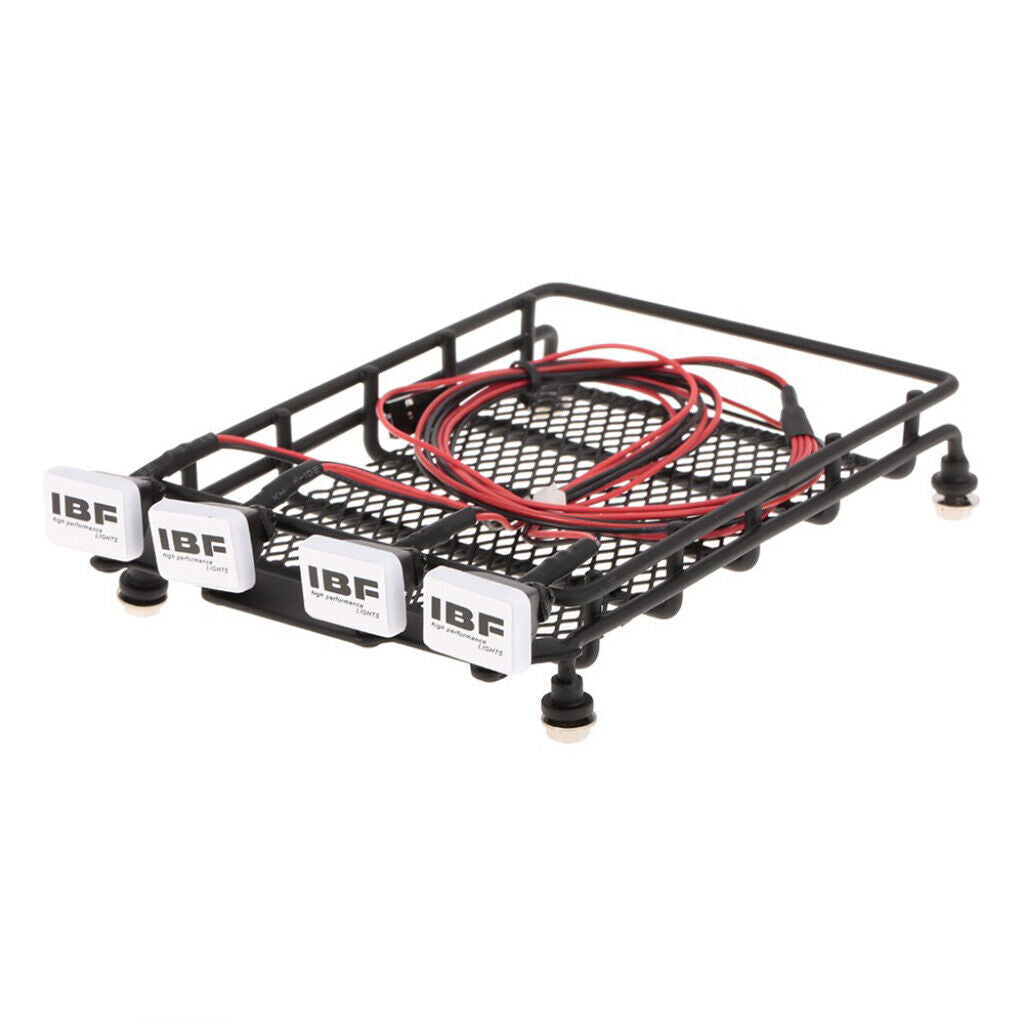 RC /10 Metal Roof Rack w/ Square LED Light for Axial SCX10 Rock Crawler Kits