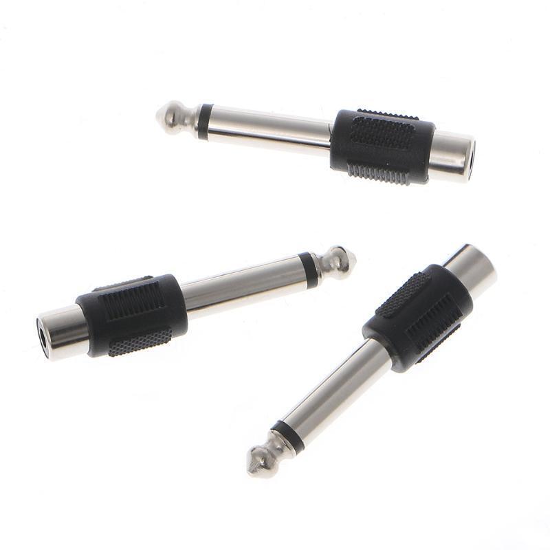 10 Pcs RCA Female Jack To 6.35mm 1/4" Male Mono Plug Audio Adapter Connector