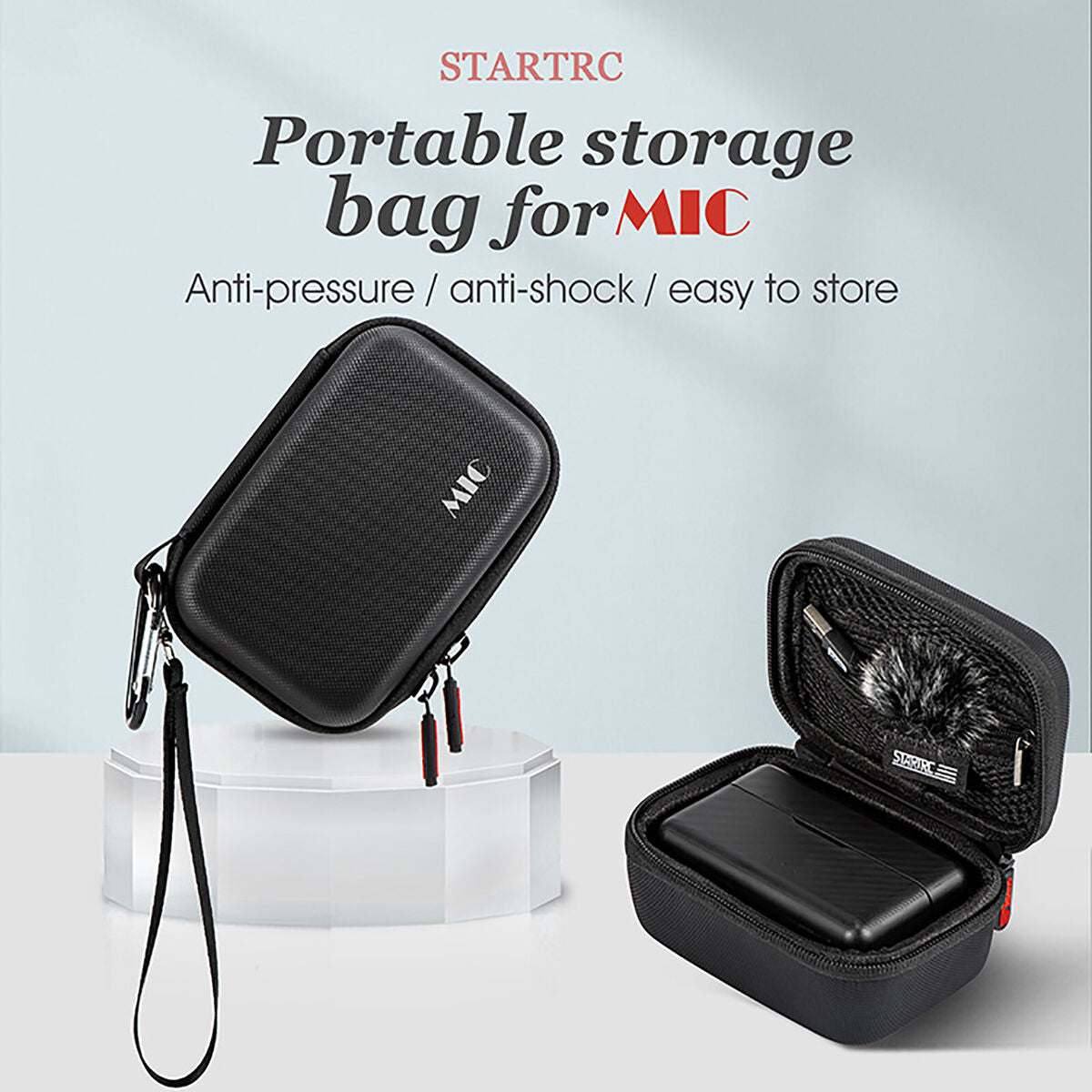Portable Storage Bag Diamond Pattern Pu Storage Bag for DJI Mic Accessories A2UK