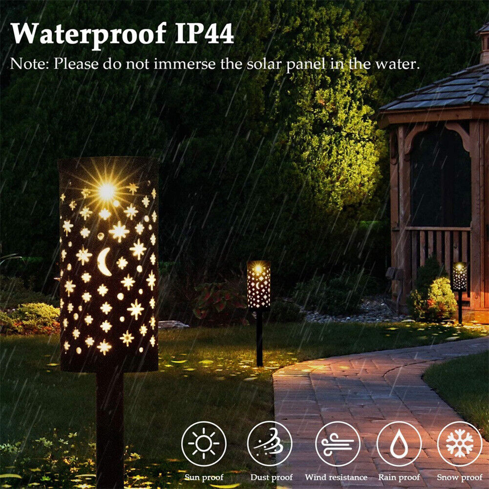 Star Moon Solar LED Iron Art Lantern Light Garden Yard Outdoor Decor Lamp