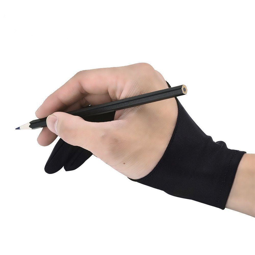 Hot Universal Fingerless Free Size Two Finger Anti-fouling Drawing Glove Black