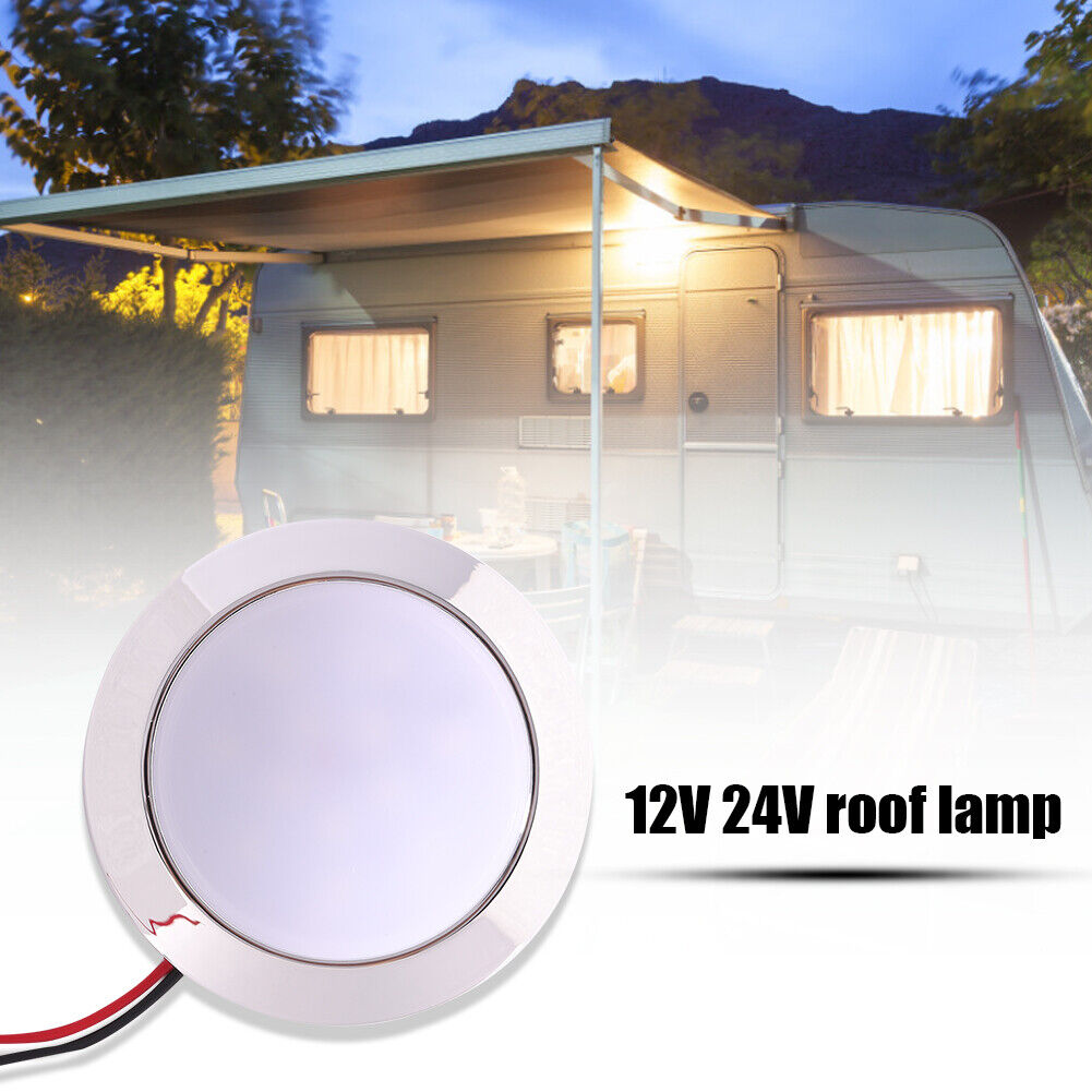 1.8W Waterproof 12V Car 24 SMT LED Dome Lamp for RV Marine (White Light)