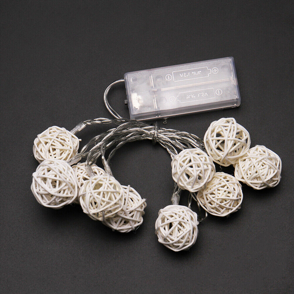 1.2M 10LED Rattan Ball LED String Lighting Wedding Party Curtain Light