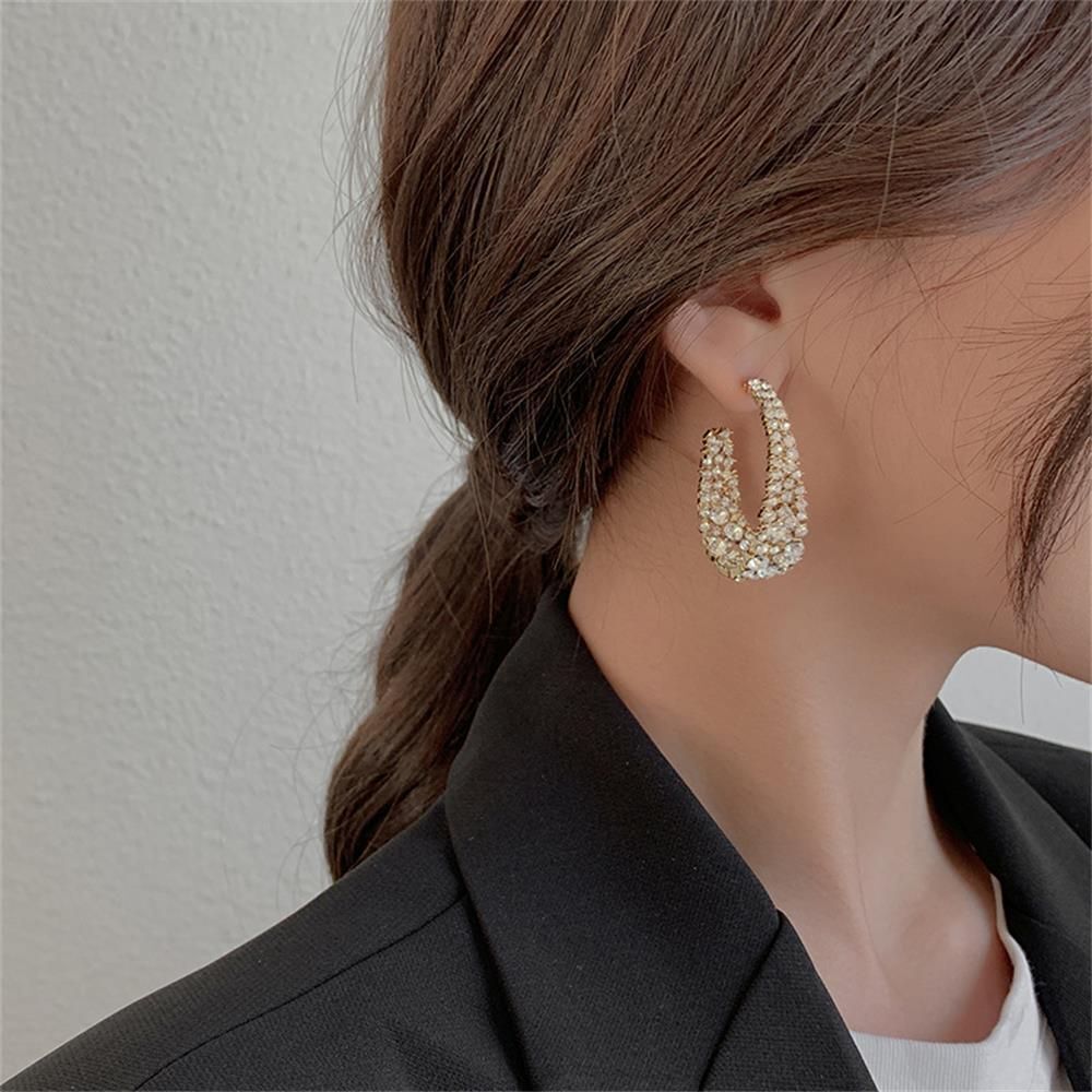 Jewelry Shinning Luxury Earrings Full Crystal Hoop Earrings Hoop Dangle Stud
