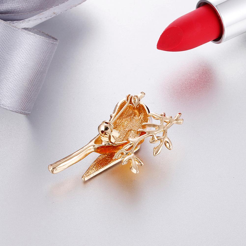 Rhinestone Enamel Oriole Bird Brooches Alloy Bird Branch Brooch Pins(1)