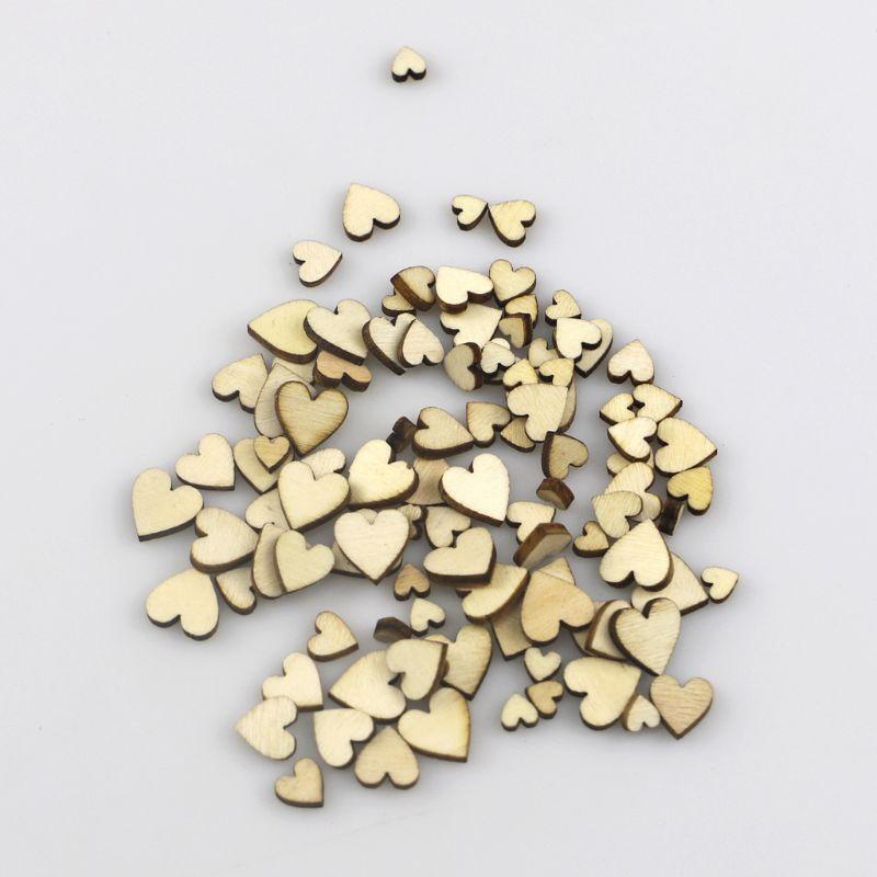 100pcs Mixed Love Heart Shape Wooden Wedding Table Scatter Decor Rustic Crafts