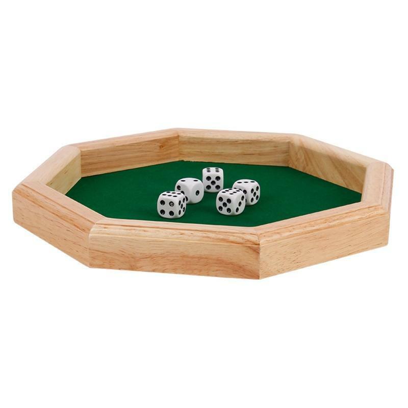 Dice Rolling Tray Octagonal Wood Cosmetic Jewelry Case DND RPG Roleplaying Game