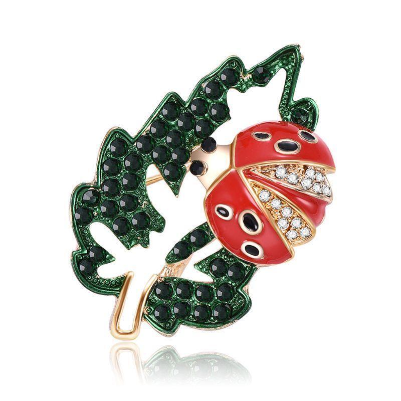 Insect Leaf Brooch Ladybird Decorative Charms Jewelry Badge Banquet Scarf Pins