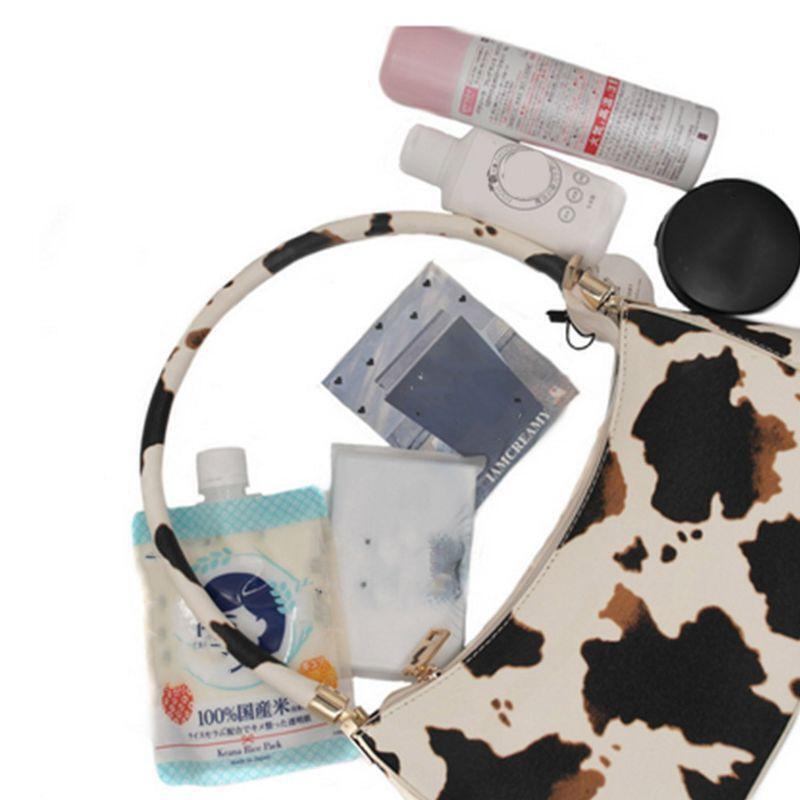 Cartoon Cow Print Women PU Leather Handbag Shoulder Lady Armpit Bag Tote Purse