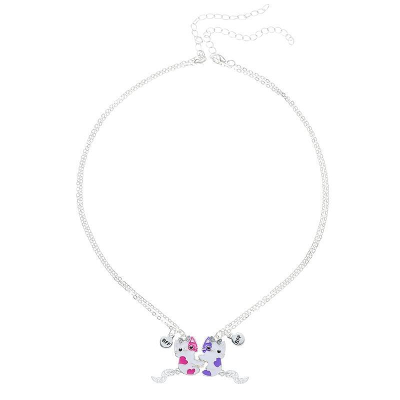 2x Best Friend Necklace For 2 Girls Puzzle Cat Necklace Set Gift For Best Friend