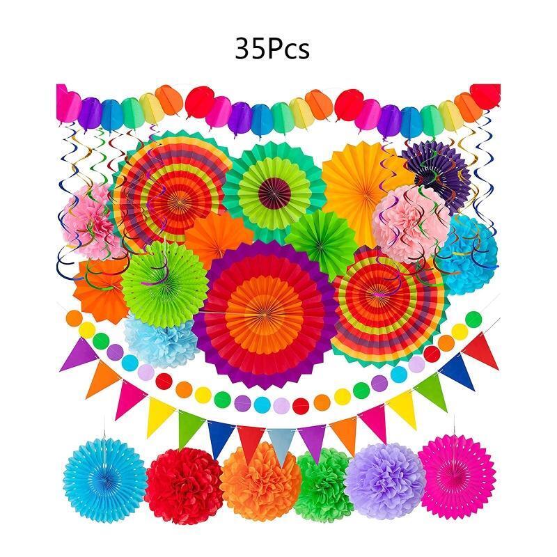 Paper Fans Flower Halloween Party Decoration for Birthday Graduation Baby Shower