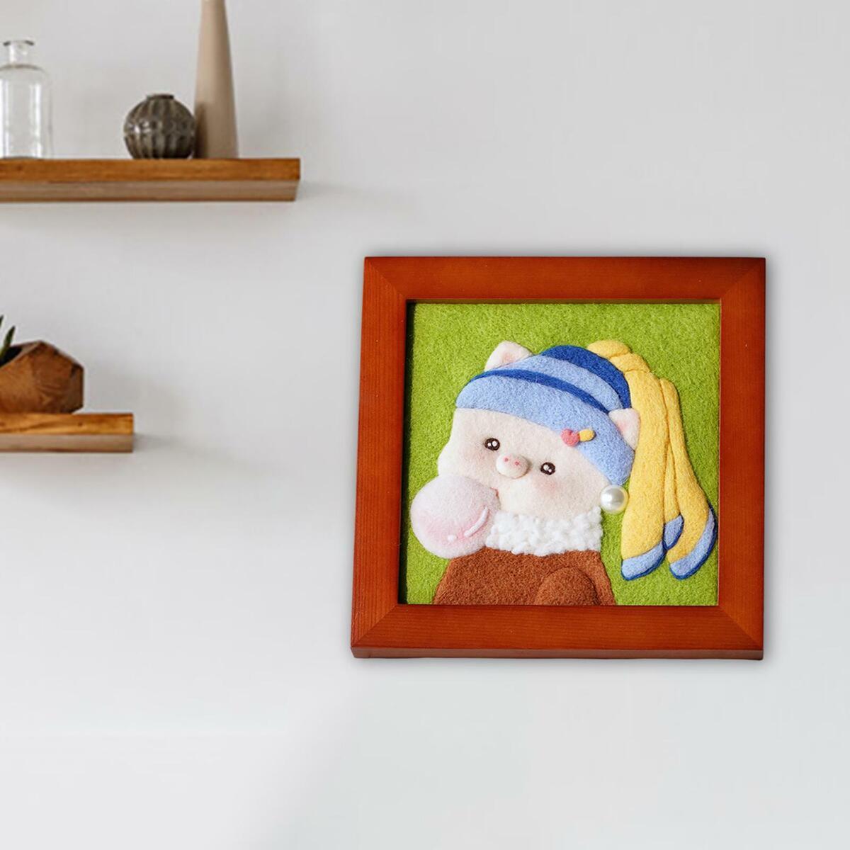 2 Pieces Wool Needle Felt Kit, Painting Picture Ornament Gift for