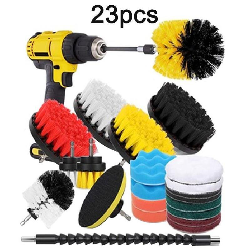 Electric Drill Brush Attachments 23 Pack Scrub Pads Sponge Drilling Brushes