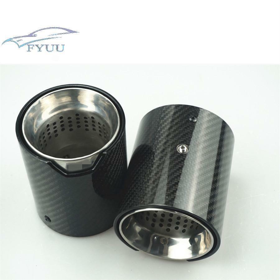 1 Pair Glossy 100% Real Carbon Fiber Exhaust Tip Exhaust Pipe For BMW M5 F90