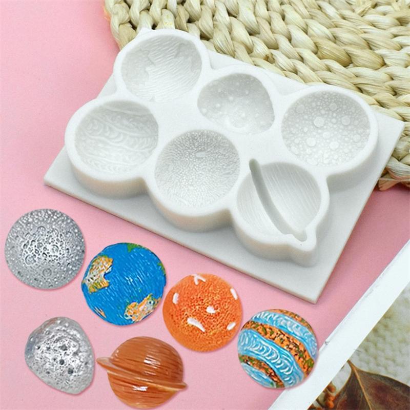6 Cavities Chocolate Mould Fondant Molds Planet Shape Silicone Baking Gadgets