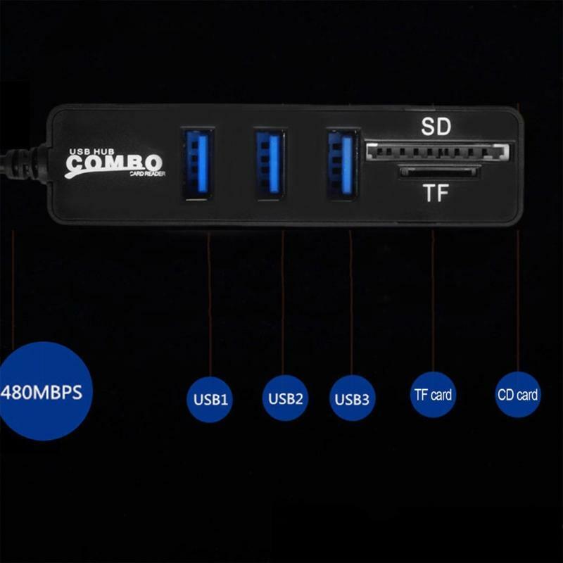 Multi-Port USB Type-C Hub 3 Port USB 2.0 Splitter High Speed SD TF Card Reader