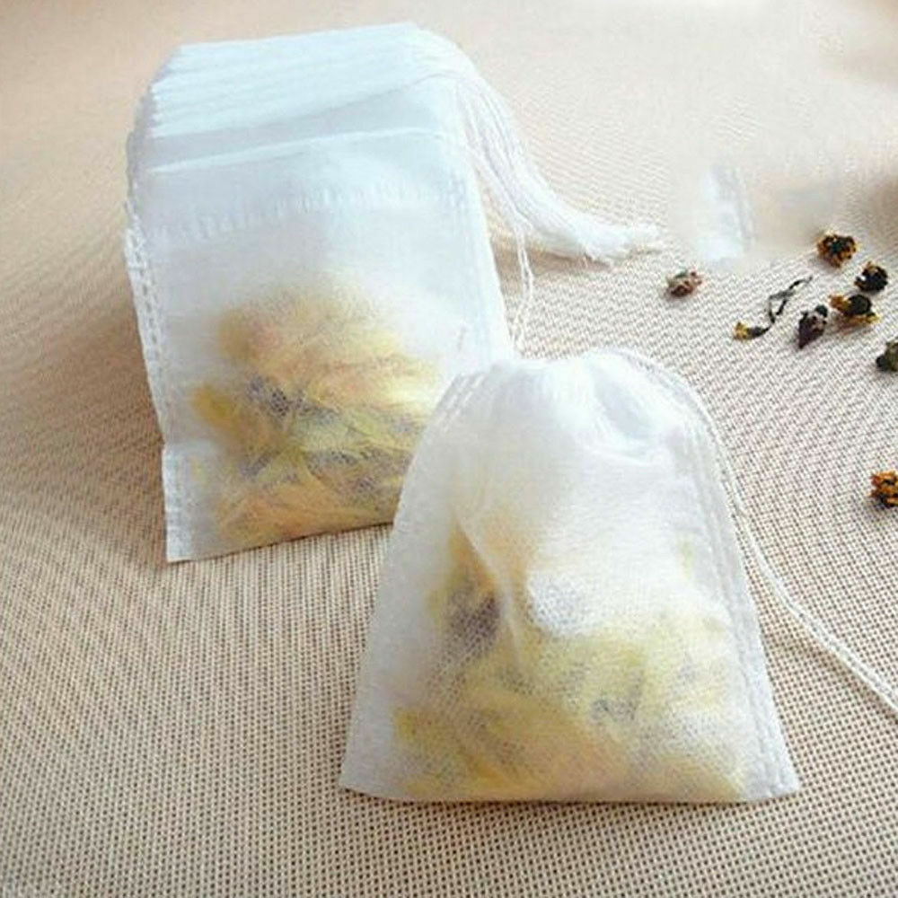 50pcs Empty Teabag String Heat Seal Filter Paper Herb Loose Tea Bag White