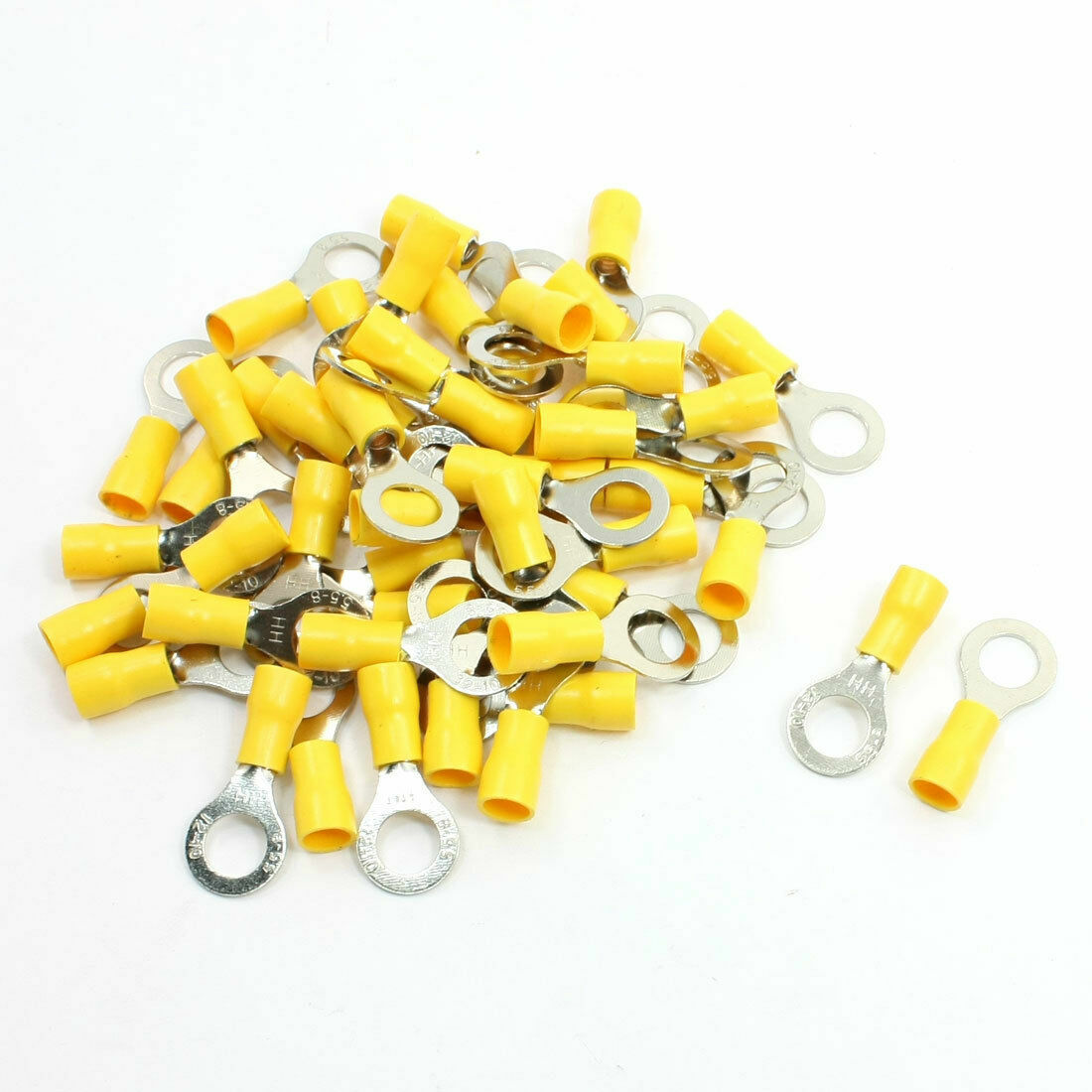 50Pcs PVC Insulated Sleeve Ring Terminal Cable Lug RV5.5-8 for AWG 12-10 4-6mm²