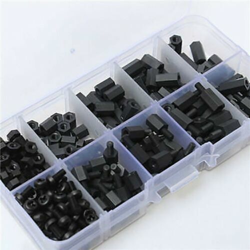 180pcs Black M3 Male Female Spacer Nylon Hex Screw Standoffs Nut Kit with Box