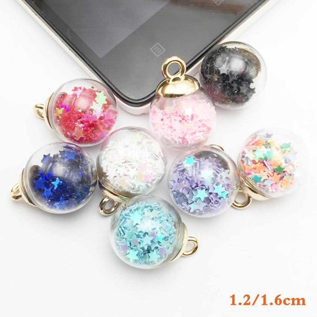 30 Pieces 16mm Mixed Tiny Star Glass Ball Charms Pendant Earring Jewelry DIY