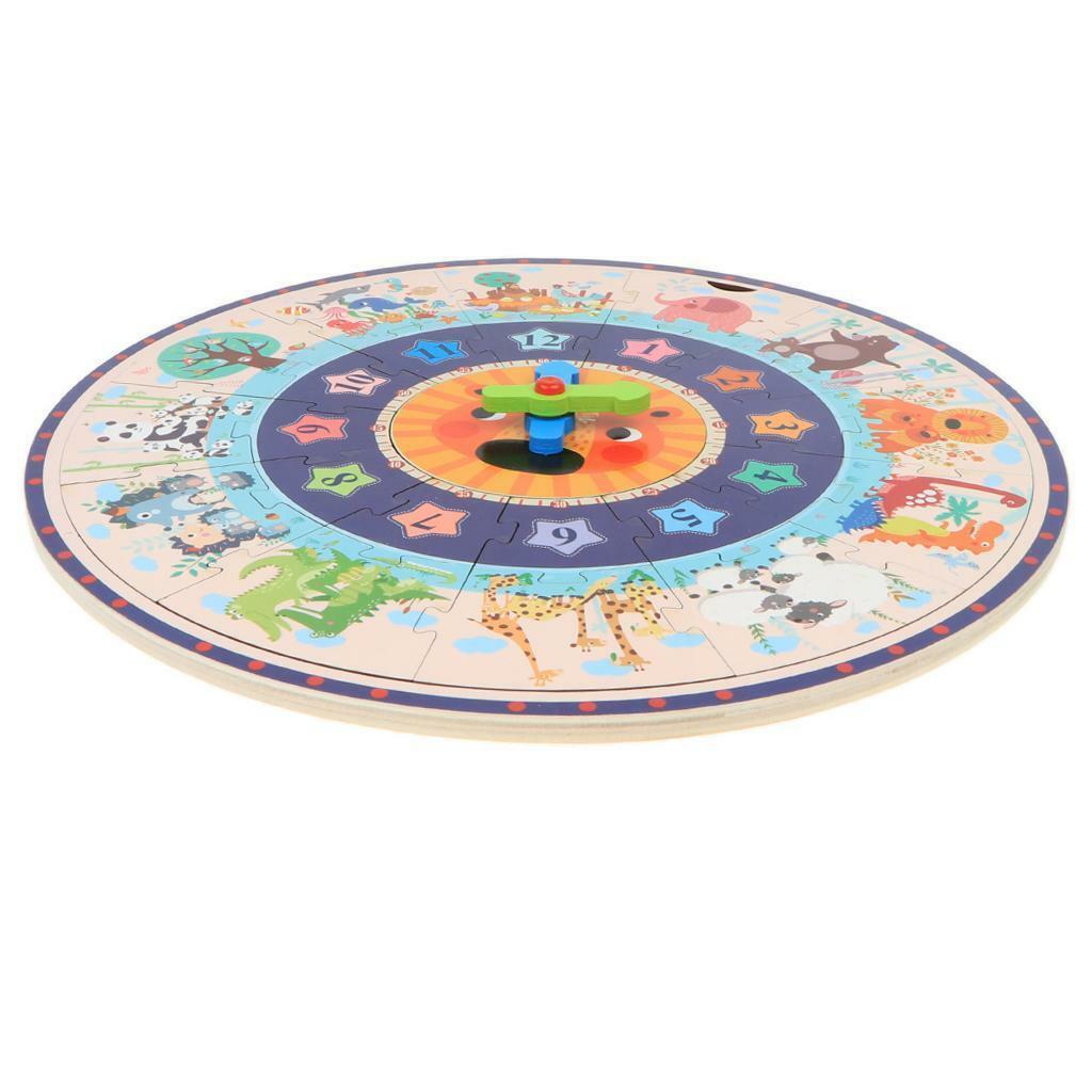 Wooden Jigsaw Puzzle Clock Teaching Clock Blocks  Educational