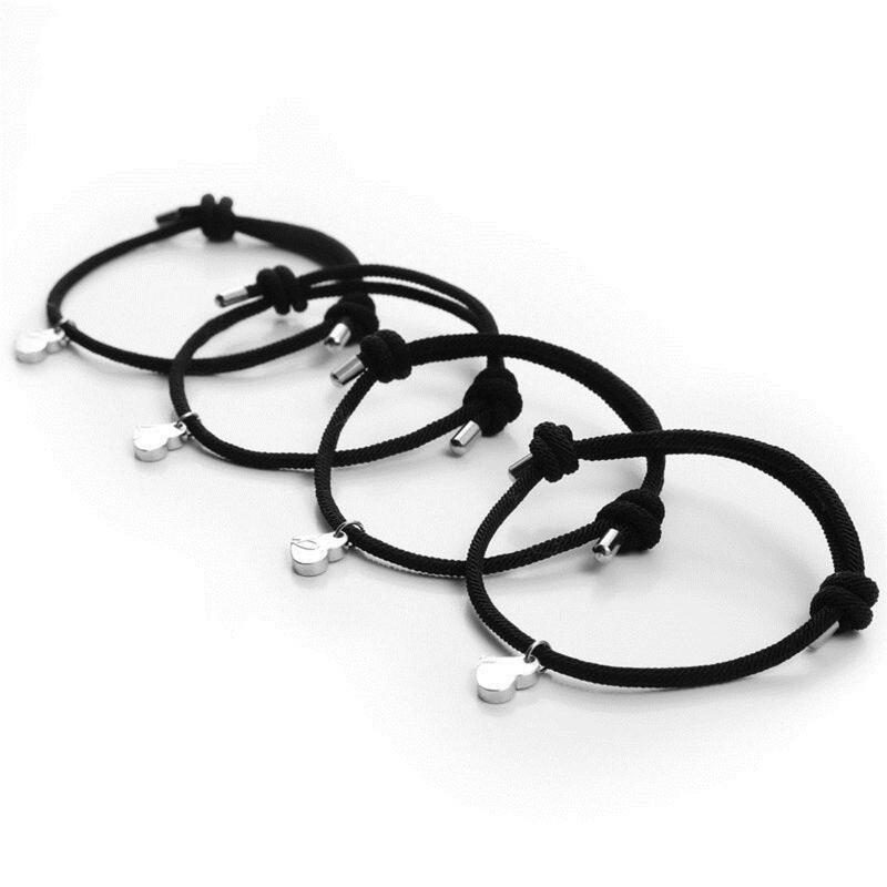 4Pcs Relationship Connecting Bracelet Couples Jewelry Heart Magnet Bracelet Gift