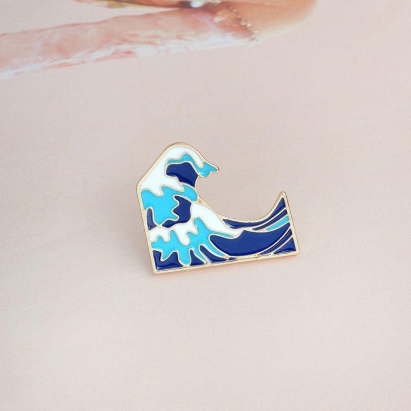 Blue waves Enamel Brooch Pin  Cartoon Metal Brooch for Coat Jacket Bag Pin for