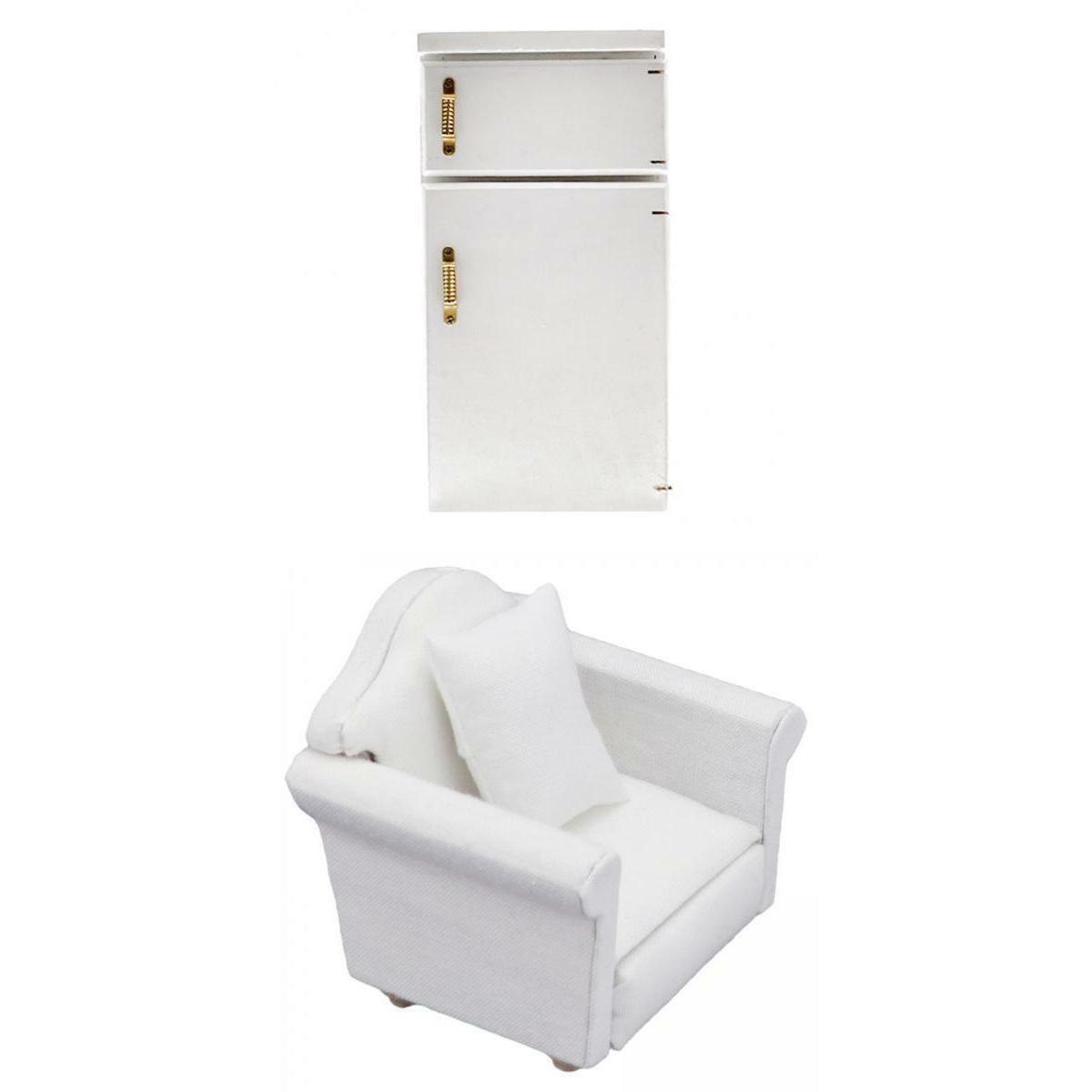 Simulation 1/12 Mini Refrigerator w/ Sofa Living  Scene Decoration