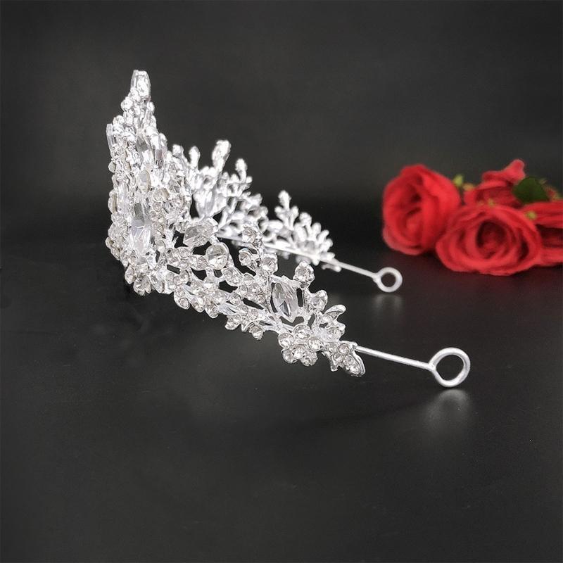 White Gems Princess Crown Tiaras for Girls Crystal Headband Wedding Party Gifts