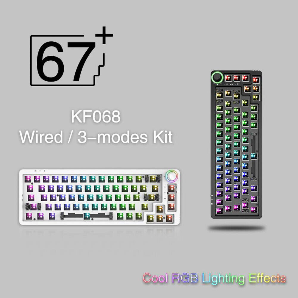 68 Keys RGB 60 Percent NKRO DIY Mechanical Hotswap Keyboard Kits (Black)