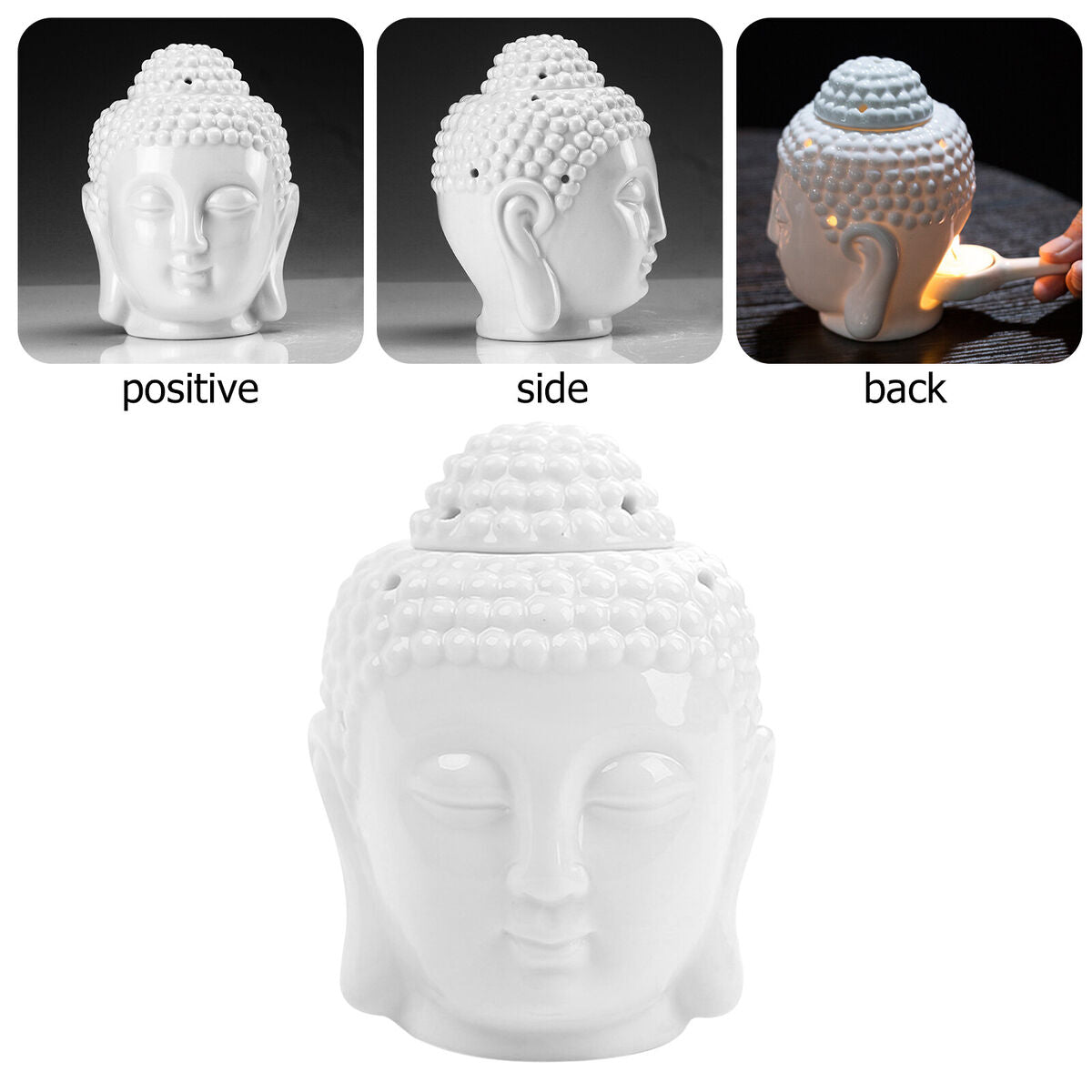 Essential Oil Burner Diffuser, Ceramic Buddha Head Aroma Candle Holders