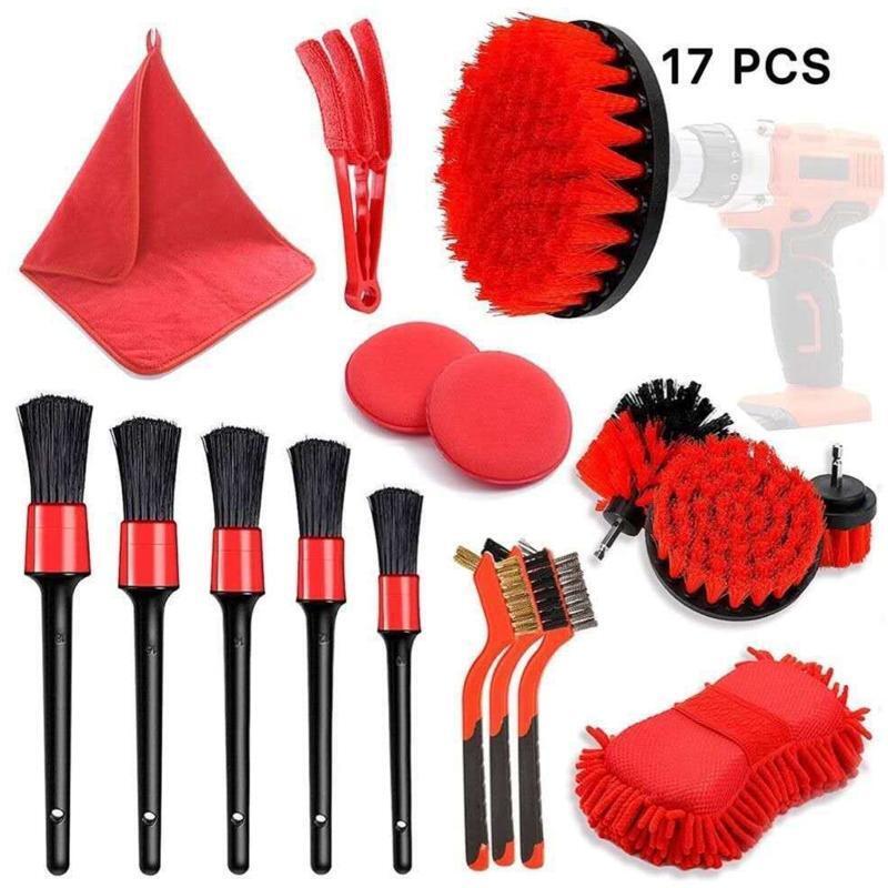 Auto Dashboard Cleaning Brushes Interior Exterior Seat Detailing Tools 17pcs/Set
