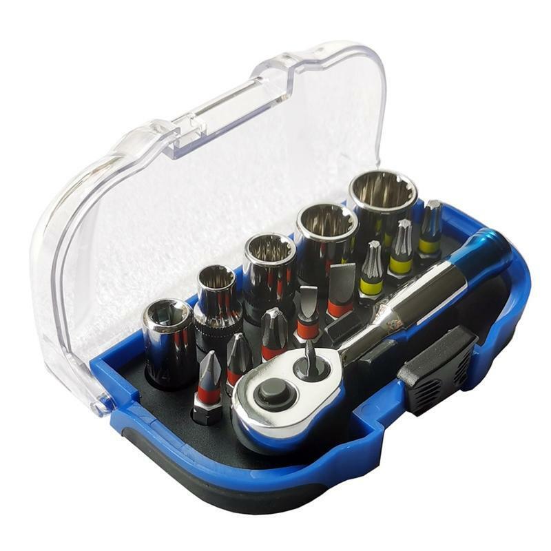 14 Pcs 1/4" Mini Ratchet Wrench with Socket Bits Set Bicycle Maintenance Tools