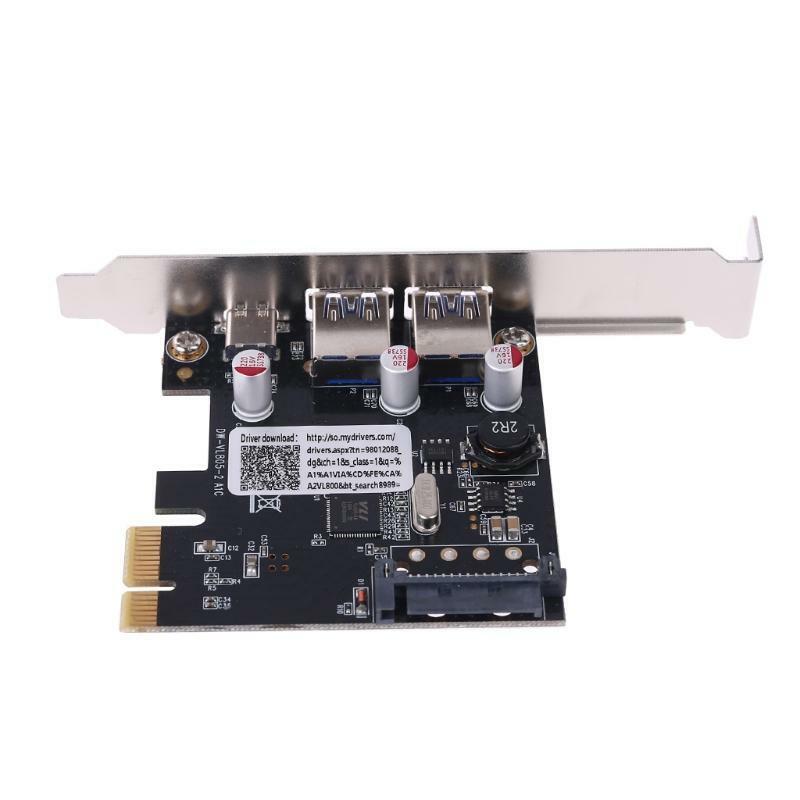 PCIE PCI Express to USB 3.1 Type-C 2 Port USB 3.0 Type-A Riser Expansion Card