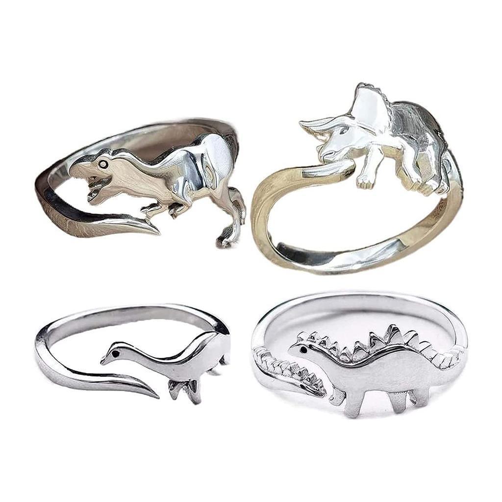4pcs Punk  Rings Dinosaur Theme Accessory for  Men Holiday