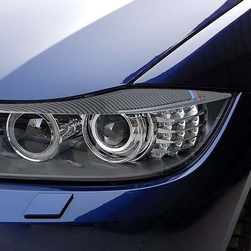 Carbon Fiber Headlight Eyelid Eyebrow Cover Trim Fit for BMW 3 Series E90 E91