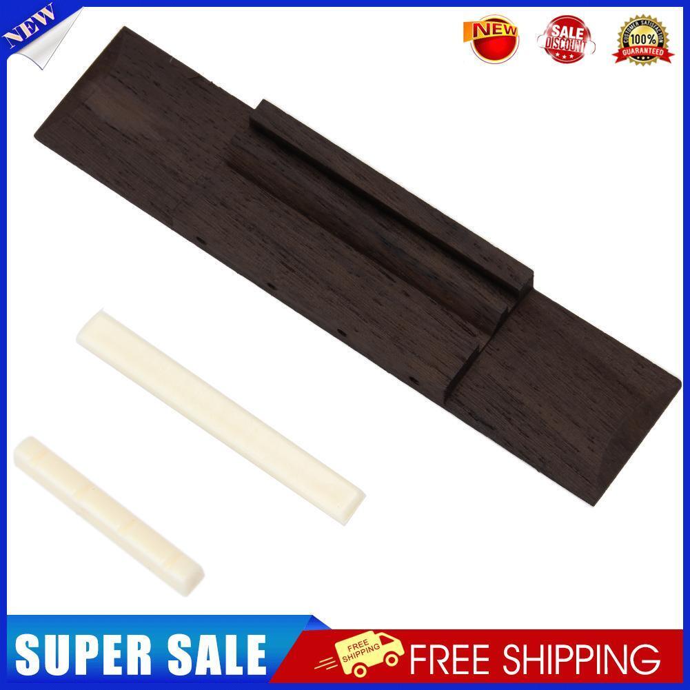 Ivory ABS Nut and Saddle Slotted + 110mm Rosewood Bridge for Ukulele Parts