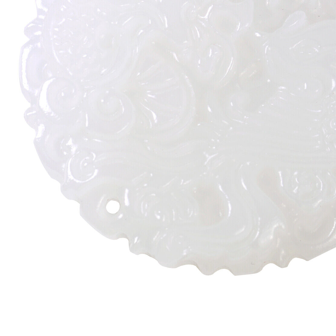 Natural White Jade Hand Carved Necklace Pendant Chinese Dragon Phoenix Mascot Li