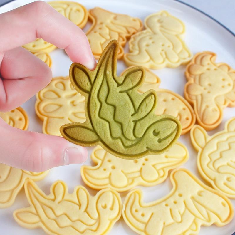 6 Pcs Cartoon Bakeware Cake Mold Baking Supplies Dinosaur Theme Shape Household