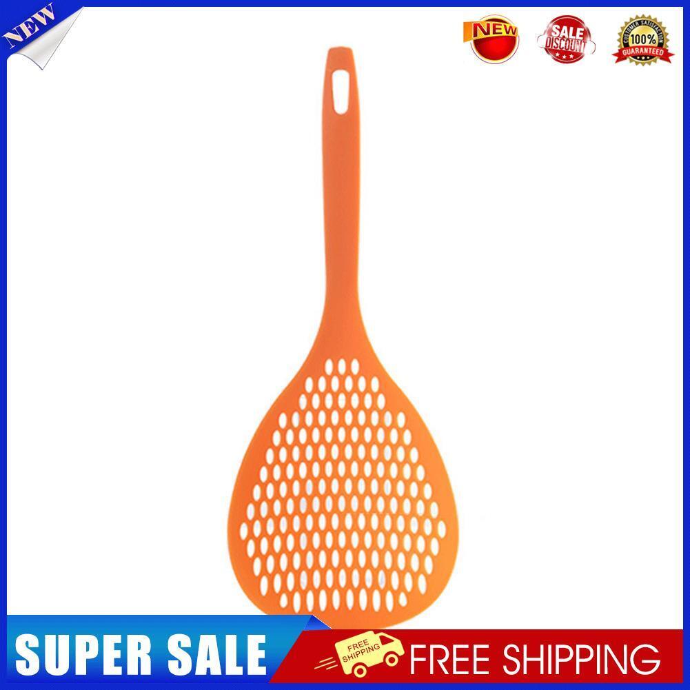 Long Handle Scoop Colander Heat Resistant Wonton Filter Spoon (Orange)