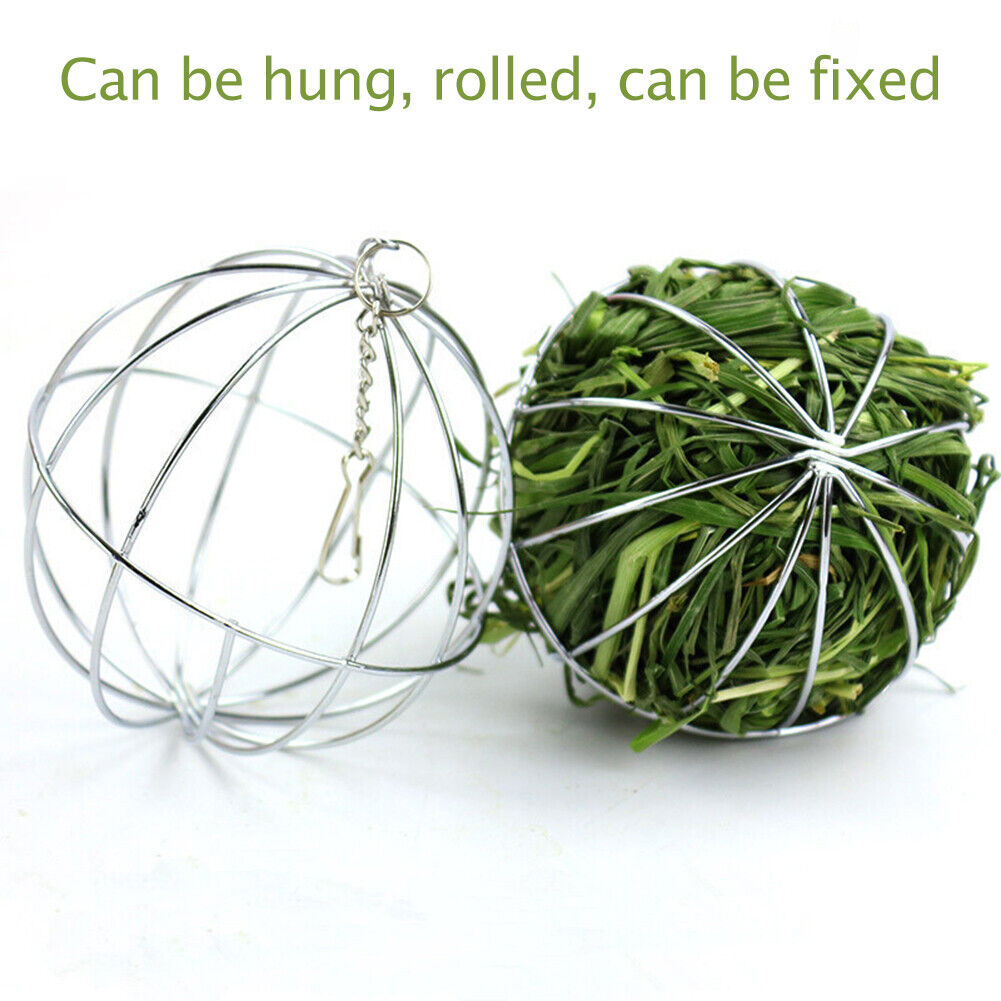 Round Sphere Grass Ball Rack Rabbit Guinea Pig Stainless Steel Straw Ball