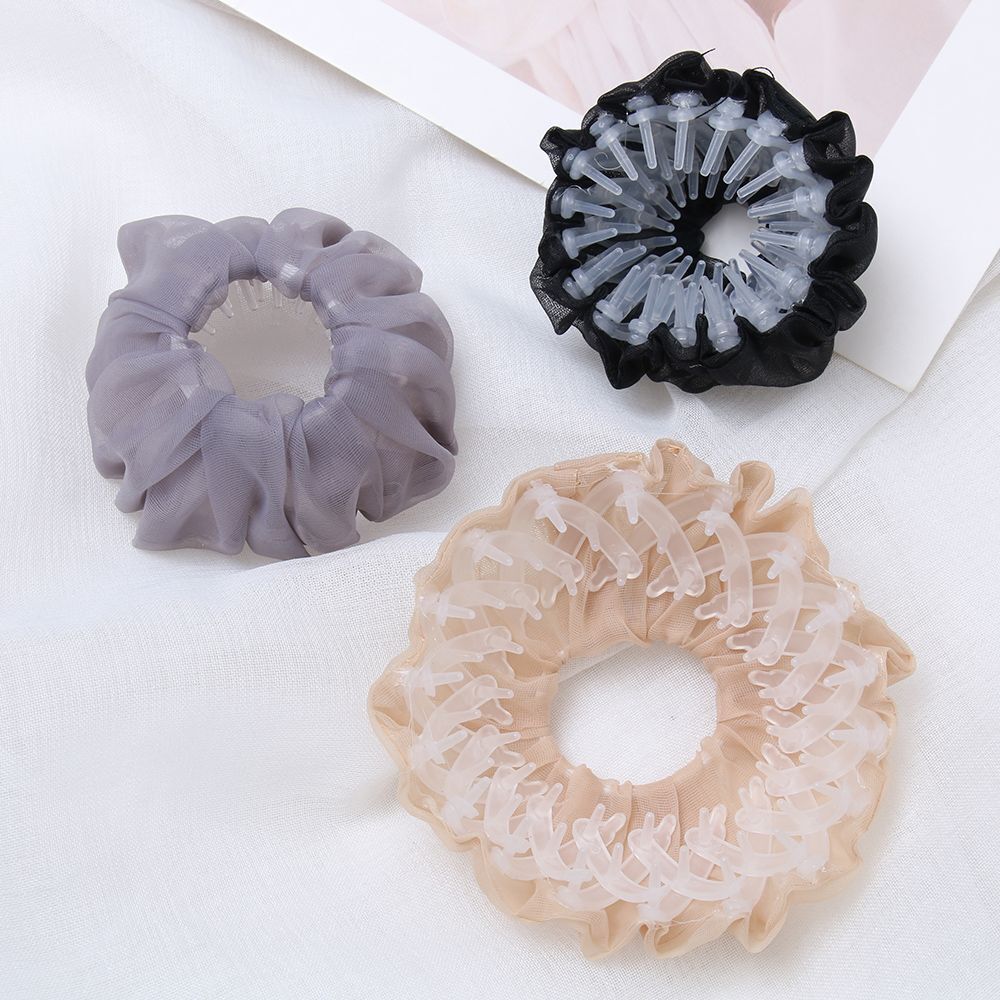 Silk Bird Nest Expanding Women Hair Bun Claw Maker Chiffon Horsetail Buckle