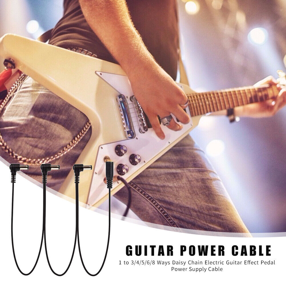 Daisy Chain Guitar Effect Pedal Power Supply Cable Wire Black (1 to 3 Way)