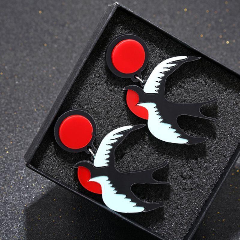 Acrylic Bird Drop Statement Earrings Freedom Swallow Stand Out Fashion Jewelry